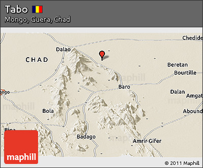 Shaded Relief Panoramic Map of Tabo