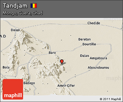 Shaded Relief Panoramic Map of Tandjam