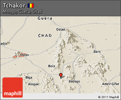 Shaded Relief Panoramic Map of Tchakor