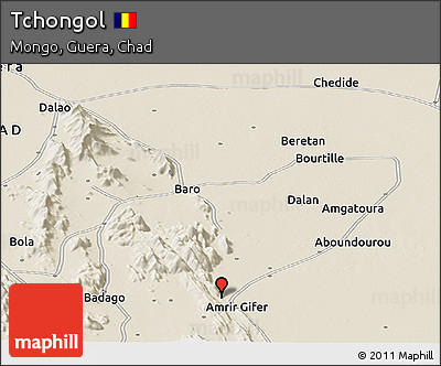 Shaded Relief Panoramic Map of Tchongol