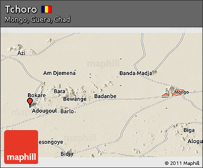 Shaded Relief Panoramic Map of Tchoro