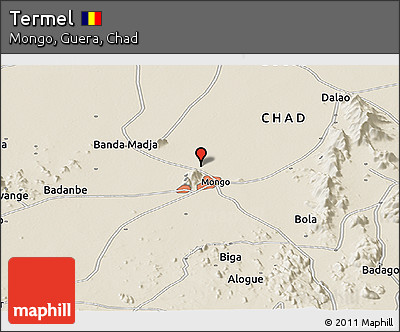 Shaded Relief Panoramic Map of Termel