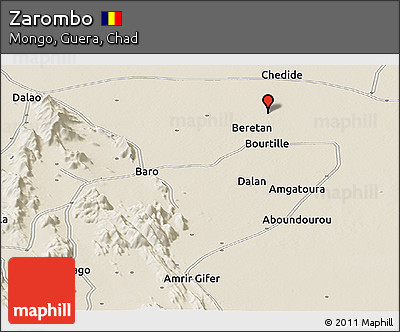 Shaded Relief Panoramic Map of Zarombo