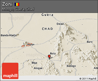 Shaded Relief Panoramic Map of Zoni