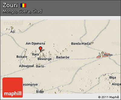 Shaded Relief Panoramic Map of Zouri