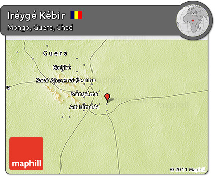 Physical 3D Map of Iréygé Kébir