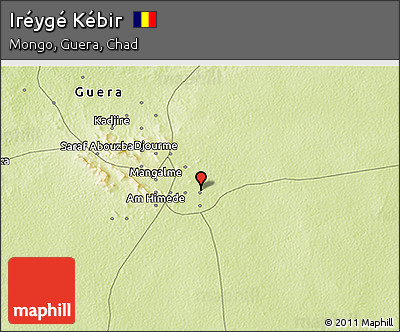 Physical 3D Map of Iréygé Kébir