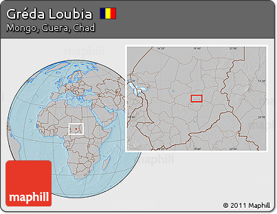 Gray Location Map of Gréda Loubia, hill shading