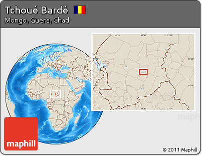 Shaded Relief Location Map of Tchoué Bardé