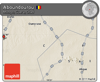 Shaded Relief Map of Aboundourou