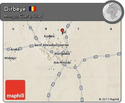 Shaded Relief Map of Dirbéyé