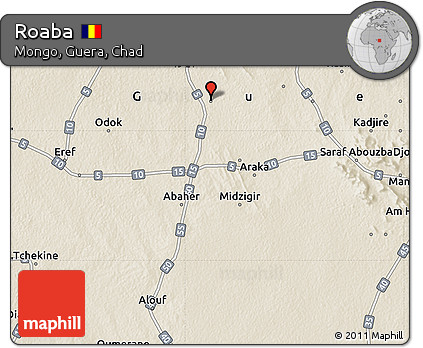 Shaded Relief Map of Roaba