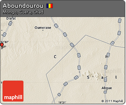 Shaded Relief Map of Aboundourou