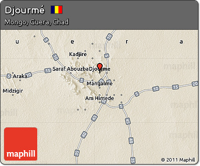 Shaded Relief Map of Djourmé