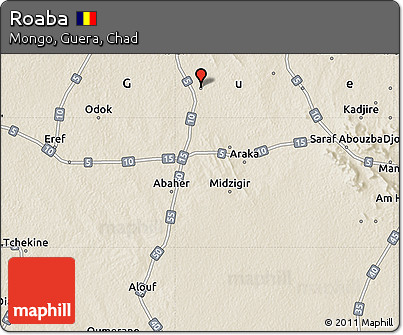 Shaded Relief Map of Roaba