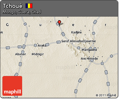Shaded Relief Map of Tchoué