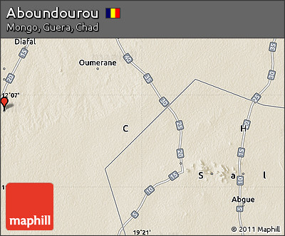 Shaded Relief Map of Aboundourou