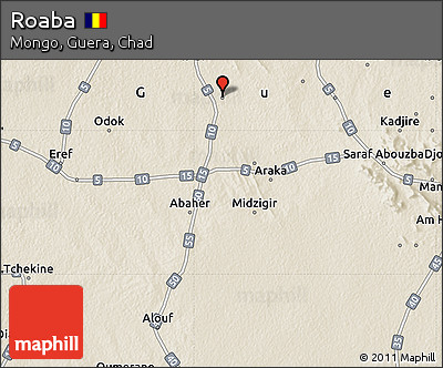 Shaded Relief Map of Roaba