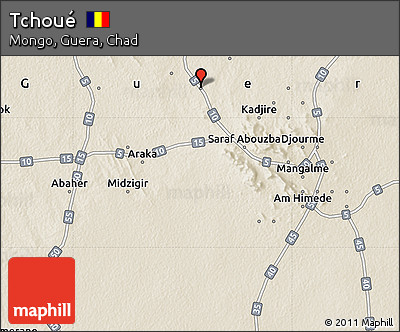 Shaded Relief Map of Tchoué