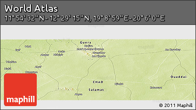 Physical Panoramic Map of the Area around 12° 11' 54" N, 19° 37' 30" E