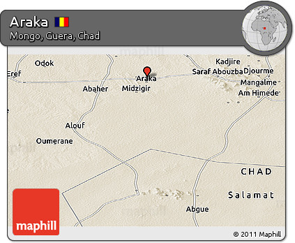 Shaded Relief Panoramic Map of Araka
