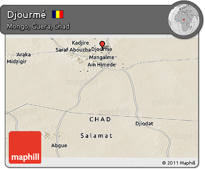Shaded Relief Panoramic Map of Djourmé
