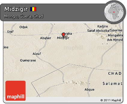 Shaded Relief Panoramic Map of Midzigir