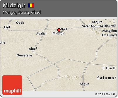 Shaded Relief Panoramic Map of Midzigir