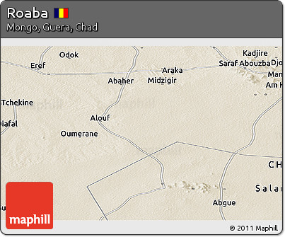 Shaded Relief Panoramic Map of Roaba