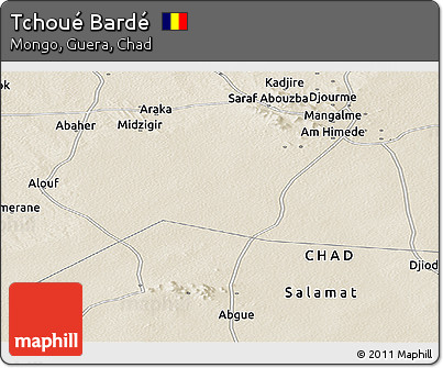 Shaded Relief Panoramic Map of Tchoué Bardé