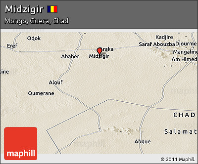 Shaded Relief Panoramic Map of Midzigir