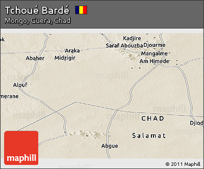 Shaded Relief Panoramic Map of Tchoué Bardé