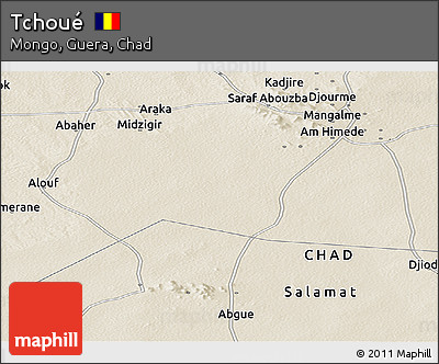 Shaded Relief Panoramic Map of Tchoué