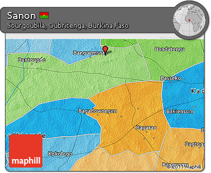 Political 3D Map of Sanon