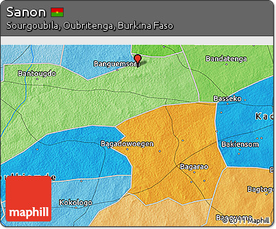 Political 3D Map of Sanon