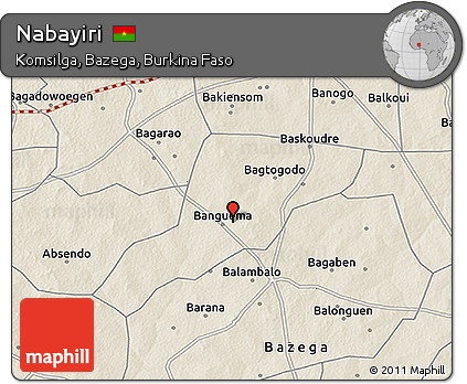 Shaded Relief 3D Map of Nabayiri