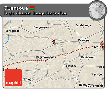 Shaded Relief 3D Map of Ouansoua