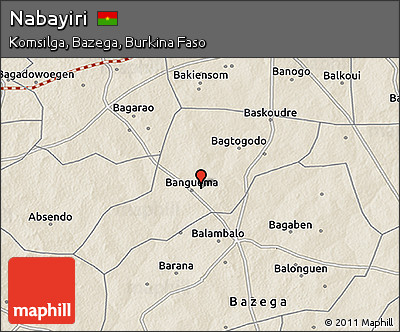 Shaded Relief 3D Map of Nabayiri
