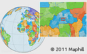 Political Location Map of the area around 12° 11' 54" N, 1° 37' 30" W