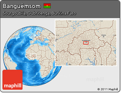Shaded Relief Location Map of Banguèmsom