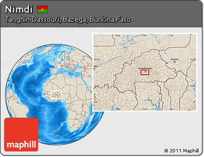 Shaded Relief Location Map of Nimdi