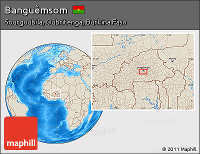 Shaded Relief Location Map of Banguèmsom