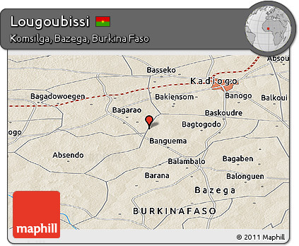 Shaded Relief Panoramic Map of Lougoubissi