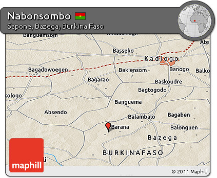 Shaded Relief Panoramic Map of Nabonsombo