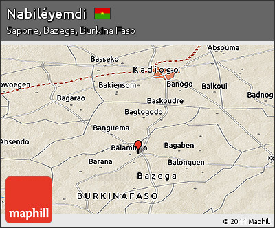 Shaded Relief Panoramic Map of Nabiléyemdi