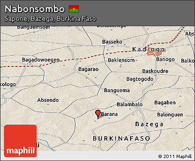 Shaded Relief Panoramic Map of Nabonsombo