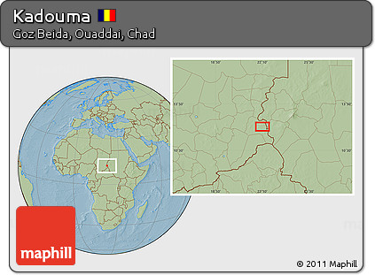Savanna Style Location Map of Kadouma, hill shading