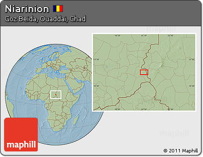 Savanna Style Location Map of Niarinion, hill shading