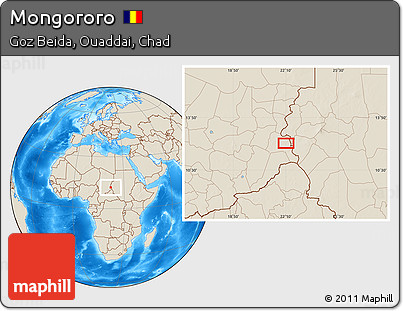 Shaded Relief Location Map of Mongororo