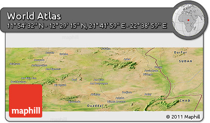 Satellite Panoramic Map of the Area around 12° 11' 54" N, 22° 10' 29" E